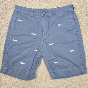 J.Crew Men Blue Whale Print Chino Shorts Size 31 Embroidered Coastal Preppy
